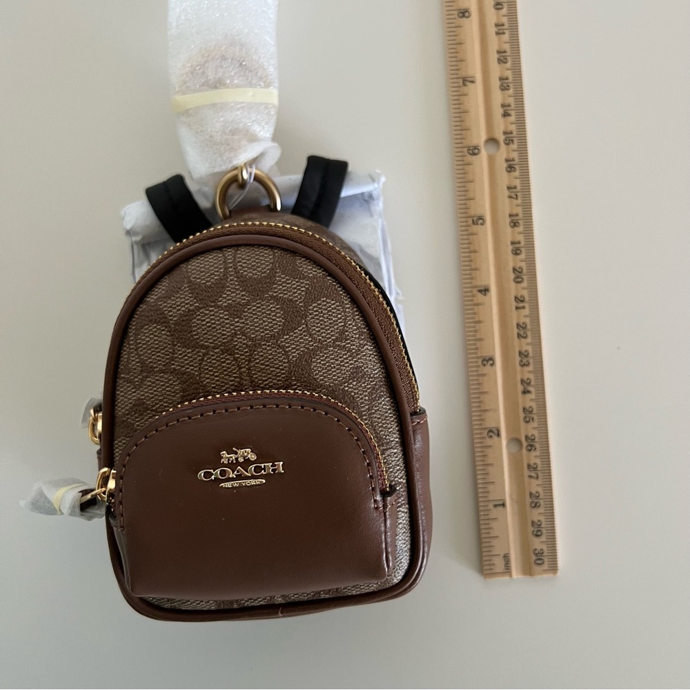 Coach Brown Signature Mini Key & Card Holder - Picture 10 of 13